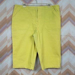 Neon yellow stretch long shorts